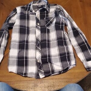 Arizona Jean Company Black and White Plaid Button Down Shirt